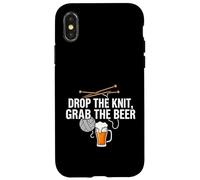 Custodia per iPhone X/XS Knitter Craft Beer Drinker Drop The Knit Grab The Beer
