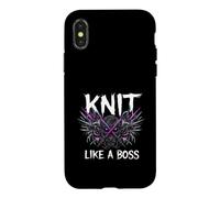 Custodia per iPhone X/XS Knitting Crafter Knit Like A Boss Heavy Metals Skull