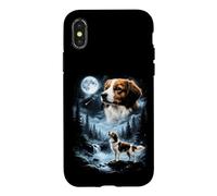 Custodia per iPhone X/XS Kooikerhondje Howling to the Moon Retro 90's Dog