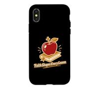 Custodia per iPhone X/XS La fede plasma ogni lezione Scuola cristiana