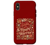 Custodia per iPhone X/XS La sorella di una guerriera del cuore CHD Awareness Go Red Flowers