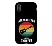 Custodia per iPhone X/XS La vita è migliore con Ukulele Hawaiian Ukelele Guitar Uke