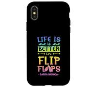 Custodia per iPhone X/XS La vita è migliore in infradito Santa Monica California