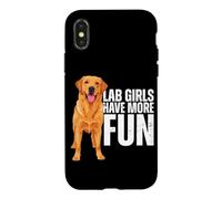 Custodia per iPhone X/XS Lab Girls Have More Fun Divertente Labrador Retriever Yellow Lab