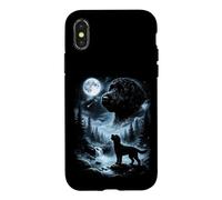 Custodia per iPhone X/XS Labradoodle nero che ulula alla luna retrò anni '90 Doodle Dog