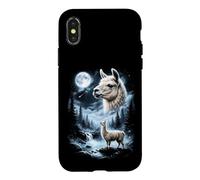 Custodia per iPhone X/XS Lama che ulula alla luna anni '90 retrò
