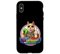 Custodia per iPhone X/XS Lama con frappè e occhiali da sole I'm Different, Not Broken