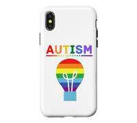 Custodia per iPhone X/XS Lampadina arcobaleno per la consapevolezza dell'autismo, supporto autistico, mamma e papà
