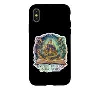 Custodia per iPhone X/XS Le storie si svolgono Magic Awaits Book Lover Biblioteca Bookworm Fan