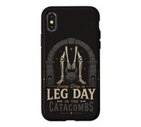 Custodia per iPhone X/XS Leg Day Gym Skeleton Weightlifting Catacombe scure