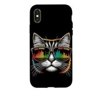 Custodia per iPhone X/XS Less Drama More Techno Cat Tee - Occhiali da sole & Beats