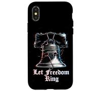 Custodia per iPhone X/XS Let Freedom Ring 4 luglio USA 250th Liberty Bell Glitch
