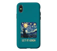 Custodia per iPhone X/XS Let It Gogh Swirling Sky Night Art Amante Divertente gioco di parole Tee 2