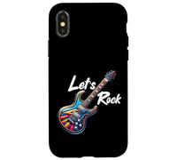 Custodia per iPhone X/XS Let's Rock N Roll Guitar Band Funny Rock Ragazze Ragazzi Bambini