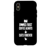 Custodia per iPhone X/XS Libri First Coffee Always Cats Forever Funny Graphic