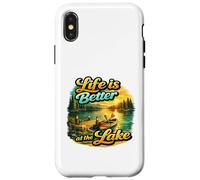 Custodia per iPhone X/XS Life Is Better At The Lake Sunset Canoe Nature Vibes Graphic