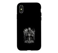 Custodia per iPhone X/XS Live Hard - Fustella con spada vichinga, design norreno