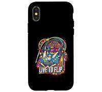 Custodia per iPhone X/XS Live To Flip Pinball Machine Retro Arcade Gamer