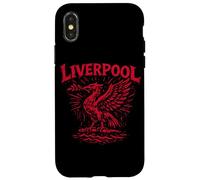 Custodia per iPhone X/XS Liverpool England Zine Ink con stampa rossa a forma di uccello con fegato