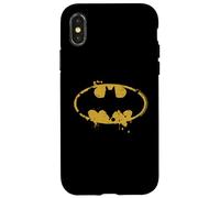 Custodia per iPhone X/XS Logo Batman Splash Emblema Graffiti Giallo su Nero