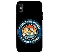 Custodia per iPhone X/XS Logo vintage con scritta "Helping Tiny Humans Do Big Things Teacher"