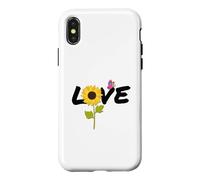 Custodia per iPhone X/XS Love Girasole Farfalla - Farfalle Girasoli