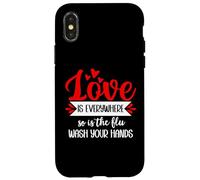 Custodia per iPhone X/XS Love is Everywhere So is Flu Wash Your Hands Nurse Valentine