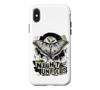 Custodia per iPhone X/XS Luna Moth Night si apre grunge collage