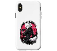 Custodia per iPhone X/XS Lupo Anime Girl Samurai Katana Rosa Nero Design Estetico