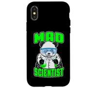 Custodia per iPhone X/XS Mad Scientist Panda Bear, divertente animale, fanatico della scienza STEM