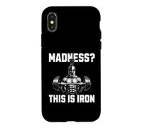 Custodia per iPhone X/XS Madness This Is Iron Spartan Warrior Powerlifting Gym Fit