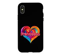 Custodia per iPhone X/XS Maglietta con scritta "I Heart Love Francesco", con nome colorato