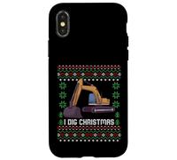 Custodia per iPhone X/XS Maglione natalizio I Dig Christmas Excavator Ugly