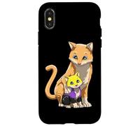 Custodia per iPhone X/XS Mamma Gatta Queer Non Binaria Che Protegge Il Suo Piccolo