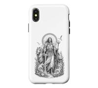 Custodia per iPhone X/XS Manannan, linea d'arte celtica del dio celtico delle onde sacre