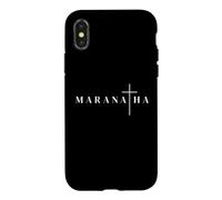 Custodia per iPhone X/XS MARANATHA Vieni Signore Citazione greca con la croce di Gesù