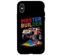 Custodia per iPhone X/XS Master Builder Monster Truck Bambini Building Blocks Brick Boys