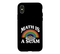 Custodia per iPhone X/XS Math Is A Scam Retro Rainbow Exploding Calculator Sarcasm