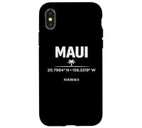 Custodia per iPhone X/XS Maui Hawaii Coordinate Tropical Island Travel Design