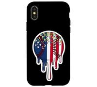Custodia per iPhone X/XS Melting American Baseball Drip Giocatore Patriottico Coach Amante
