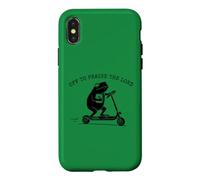 Custodia per iPhone X/XS Meme cristiano per lodare il monopattino Lord Frog