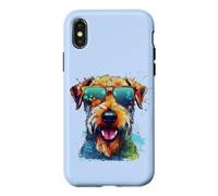 Custodia per iPhone X/XS Mens Colorful Paint Splash Pop Art Airedale Terrier Lover