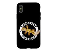 Custodia per iPhone X/XS Mens Womens Kids I Raise Tiny Dinosaurs Leopard Gecko Lover