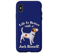 Custodia per iPhone X/XS Mens Womens Kids Life Is Better Jack Russell Terrier Lover