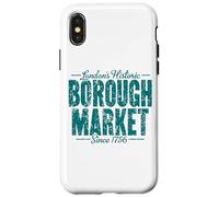 Custodia per iPhone X/XS Mercato storico di Londra dal 1756 Stampa verde invecchiata
