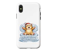 Custodia per iPhone X/XS Merry Kitty Christmas - Angelo con neve, adorabile per bambini e bambine