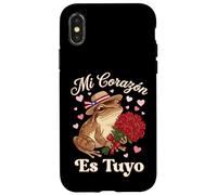 Custodia per iPhone X/XS Mi Corazón Es Tuyo Coquí Rana con Rose Boricua Valentine