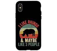 Custodia per iPhone X/XS Mi piacciono i rinoceronti e forse piace 3 Persone Vintage Rhino Retro