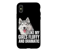 Custodia per iPhone X/XS Mi piace il soffice e drammatico cane divertente Siberian Husky delle mie ragazze