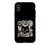 Custodia per iPhone X/XS Midnight Mischief Black Cat, design grunge punk